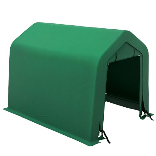 Outsunny 8'x6' Outdoor Storage Shelter with Rollup & Zipper Door, Heavy Duty Carport Shed for Motorcycle Garden Storage, Green