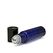 Kaith Cobalt Blue Glass Roll on Bottles with Stainless Steel Ball and Black Plastic Lids, 10ml (1/3 oz.) - Set of 6