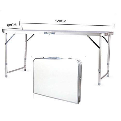 Lovinland Aluminum Folding Table, Portable Camping Table 4 Foot Lightweight Foldable Table Height Adjustable for Party Picnic Dining Outdoor Indoor Use