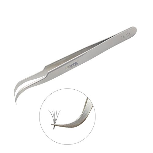 Individual Eyelash Tweezers - FEITA Professional Stainless Steel Curved Tweezer Precision for 3D Volume Eyelash Extension (1 Pc)