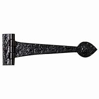 Casa Hardware Gothic Style Hand-Forged Iron Strap Hinge - Black Powder Coat