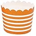 Simply Baked Small Paper Baking Cup, Tangerine with White Stripe, 25-Pack, Disposable and Oven-safe