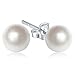 Jane Stone Sterling Silver Stud Earrings White Freshwater Pearl Earrings for Women Girls Bridal Jewelry