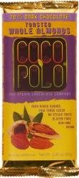 Coco Polo Stevia Sweetened 70% Dark Chocolate with Whole Almonds (10x2.82 oz.)