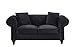 Divano Roma Furniture Classic Modern Scroll Arm Velvet Chesterfield Love Seat Sofa (Black)