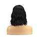 Dream Soul Short Black Curly Bob Wigs With Air Bangs Shoulder Length Synthetic Natural Black wigs for women（14''Natural Black)