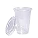 GUSTO Clear Plastic Cups with Flat Lids [10 oz - 100 Count] - Disposable Iced Coffee Cups with Lids - PET Plastic Cold Cups for Smoothies, Juices & To-Go Drinks - Formerly Comfy Package