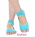Non slip Skid Resistant Toeless Grip Sock for Women Yoga Pilates Gym Half-toe Sock (Blue)