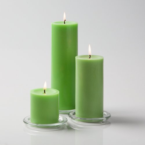 Richland Church Pillar Candles Green 3"x3", 3"x6" & 3"x9" Set of 3