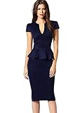 VfEmage Womens Peplum Elegant Sexy Deep V Neck Casual Party Sheath Dress