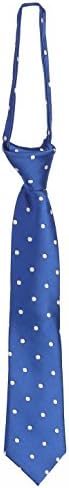 Imani Uomo Pattern Boys Adjustable Zipper Tie (Toddler 10", Kids 12", Boys 17") (12" Kids (4-7), Royal Blue Polka Dots)