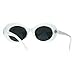 Womens Thick Plastic Mod Oval Shaggy Retro Fashion Sunglasses White Black