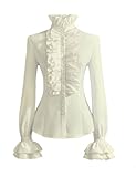 PrettyGuide Women Stand-Up Collar Lotus Ruffle Shirts Blouse