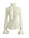 PrettyGuide Women Stand-Up Collar Lotus Ruffle Shirts Blouse