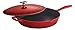 Tramontina Enameled Cast Iron Skillet with Lid, 12-inch Frying Pan, Red