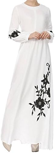 SYY Women Dresses,Women Muslim Chiffon Long sleeve kaftan abaya dress Middle East Embroidery islamic clothing Long Dress Skirt