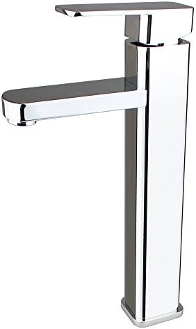 Riovoca Centerset Square Bathroom Sink Vessel Faucet Basin Mixer Tap ,Chrome Finished