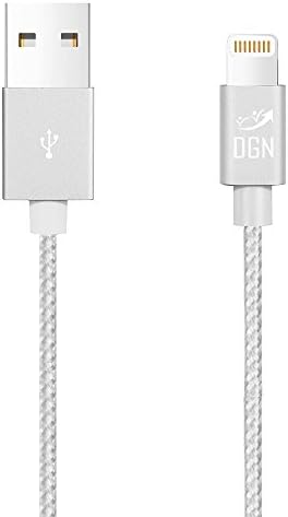 DGN Gadgets iPhone Cable 3 FT Nylon Braided Lightning Charger to Cable Data Syncing Cord Compatible with iPhone 7/7 Plus/6S/6S Plus,SE/5S/5,iPad,iPod Nano (3 Feet - Silver)