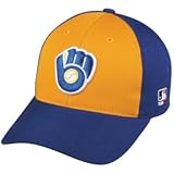 MLB Cooperstown ADULT Milwaukee BREWERS Gold/Royal Blue Hat Cap Adjustable Velcro TWILL Throwback