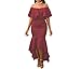 Women's Sexy Off Shoulder Ruffle Stretchy Party Mermaid Elegant Midi Long Maxi Dress