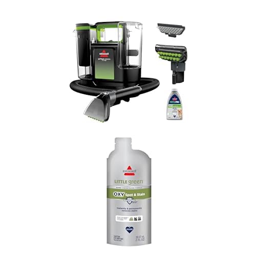 BISSELL Little Green Max Pet Portable Carpet and Upholstery Deep Cleaner + NEW BISSELL Little Green Pro Oxy Spot & Stain Super Concentrate Cleaning Formula for Portable Deep Cleaners Image