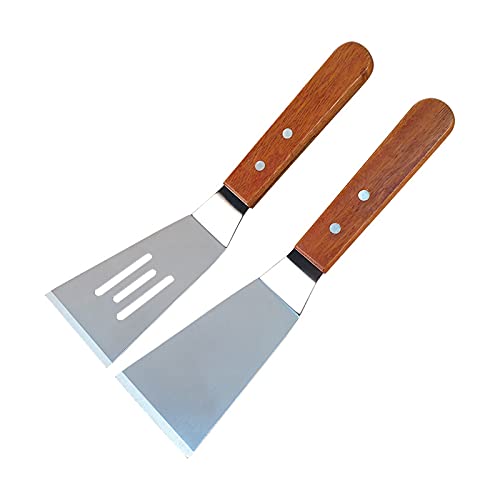 Stainless Steel Metal Spatula Set Teppaniyaki Spatulas Bevelededged Design Cooking Spatula