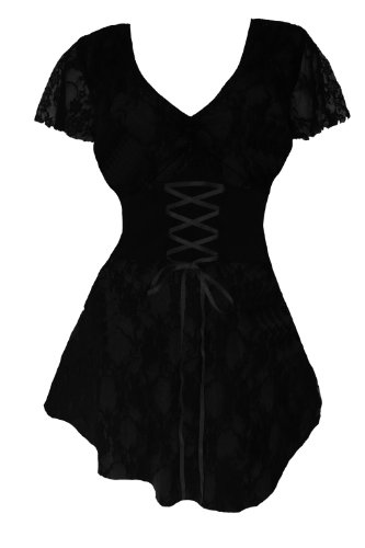 Dare To Wear Victorian Gothic Boho Women's Plus Size Sweetheart Corset Top Black 5X