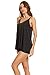 A+D Womens Casual Cupro V-Neck Flowy Cami Strap Tank Top (Black, Small)