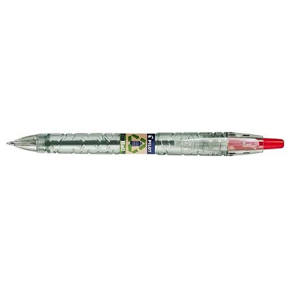 Pilot Ecoball Recycled Ballpoint, Medium, Red, Pack of 10
