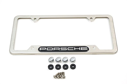 Porsche Brushed Stainless Steel License Plate Frame, Genuine Product
