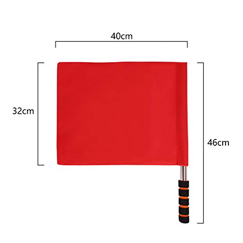 Ylucky Referee Flags Stainless Steel Command Hand Flag Red Signal Flag Sponge Handle Special Patrol Performance Linesman Official Flag for Soccer Volleyball Football Track and Filed Competition - Thumbnail 5