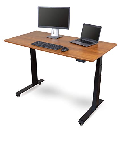 Electric Standing Desks (60 Inches, Black Frame/Teak Top)