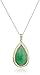 Amazon Collection 14k Yellow Gold Green Jade Teardrop Greek Key Pendant Necklace