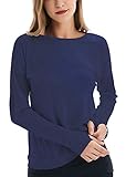 Fihapyli Women's Plain Long Sleeve T Shirt Workout Top Loose Yoga Tops Gym Sports T-Shirt with Thumb Hole
