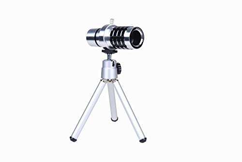 Phone Camera Lens Kit 12x Optical Zoom Universal Smartphone Telephoto Telescope Lens with Tripod Sliver (12x lens + tripod)
