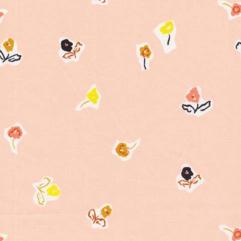 Organic Floral Fabric from Cloud 9 | Gold Peach Modern Florals | To Market, To Market by Emily Isabella | Low Impact Dyes Murdock Design + Textiles (Fat quarters) - Thumbnail 2