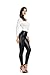 MCEDAR Women’s Faux Leather Leggings with Pockets Girls’ Black High Waist Sexy Skinny Slim Fit Pants for Causal, Club, Night Out (L, B-Black)