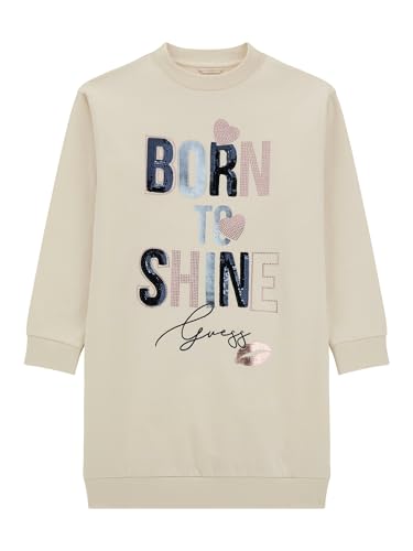 GUESS Girls Eco French Terry Sweatshirt Dress, Cream White, 14