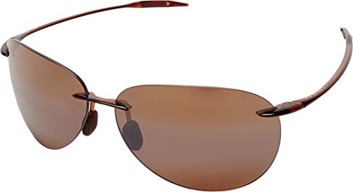 Maui Jim Sugar Beach Rimless Rectangular Polarized Sunglasses,Rootbeer Frame/HCL Bronze Lens,one size
