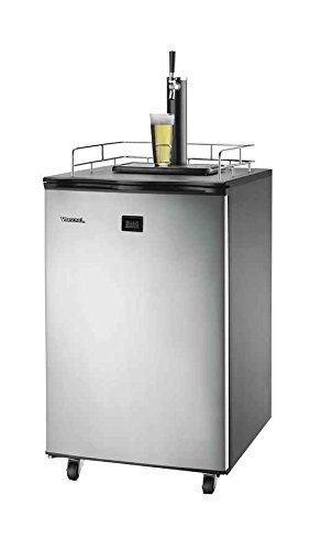 Versonel VSL155TDSS Freestanding Full Keg Kegerator Beer Fridge Dispenser LCD Temp, Black/Stainless Steel