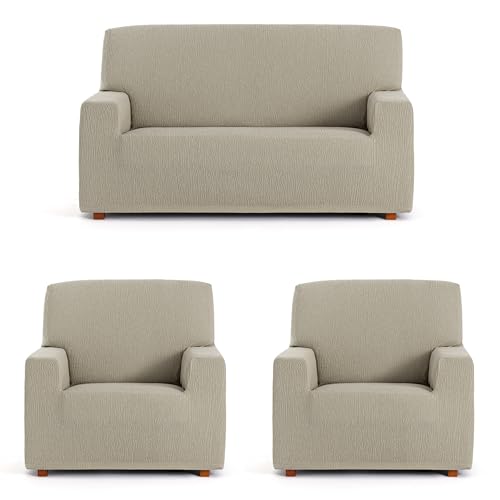 ECOMMERC3 | Trio 3+1+1 Universal and Versatile Sofa Cover – Mink Colour Protector Easy to Install for Back, Seat and Arms