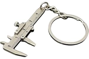 WENTOENAPP Silver Fashion Mini Vernier Caliper Keychain Zinc Alloy 3D Movable Precision Miniature Pocket Vernier Caliper Keyring, Car Keychain, Calipers, Vernier Calipers