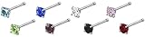 20g Surgical Steel 3 mm Cubic Zirconia Crystal Nose Stud *Choose Color*