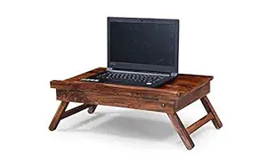 Vintage Solid Wooden Foldable Bed Laptop Table for Reading & Eating | Sheesham Wood, Natural Honey Finish