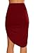 Simlu Simlu Womens Drape Up Stretchy Asymmetrical High Low Short Mini Bodycon Pencil Skirt Burgundy Small