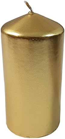 METALLIC GOLD UNSCENTED PILLAR CANDLE 70 HOURS BURN TIME H15 X W7CM