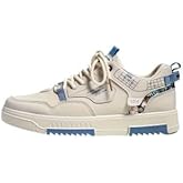 Clolinde Men's Fashion Patchwork Skate Shoes Letter Pattern Casual Sneakers for Everyday Sports and Seasonal Styles