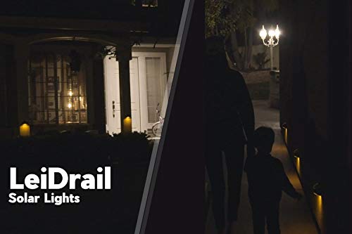 LeiDrail Solar Step Lights Outdoor Deck Fence Stair Warm Light Sun Powered LED Illuminated Landscape Lighting Waterproof for House Yard Garden Post Black - 4 Pack - Thumbnail 6