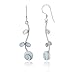 925 Sterling Silver White Mother of Pearl Shiva Eye Shell Flower Long Drop Dangle Earrings