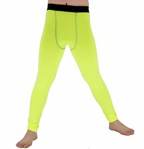 Lanbaosi Boys & Girls Sports Thermal Compression Base Layer Legging/Tights (7, Green)